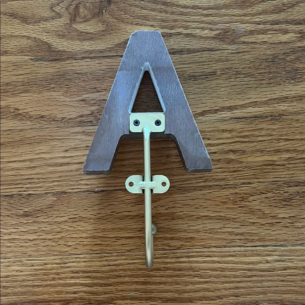 Wooden Letter 'A' Wall Hook - White and Brown